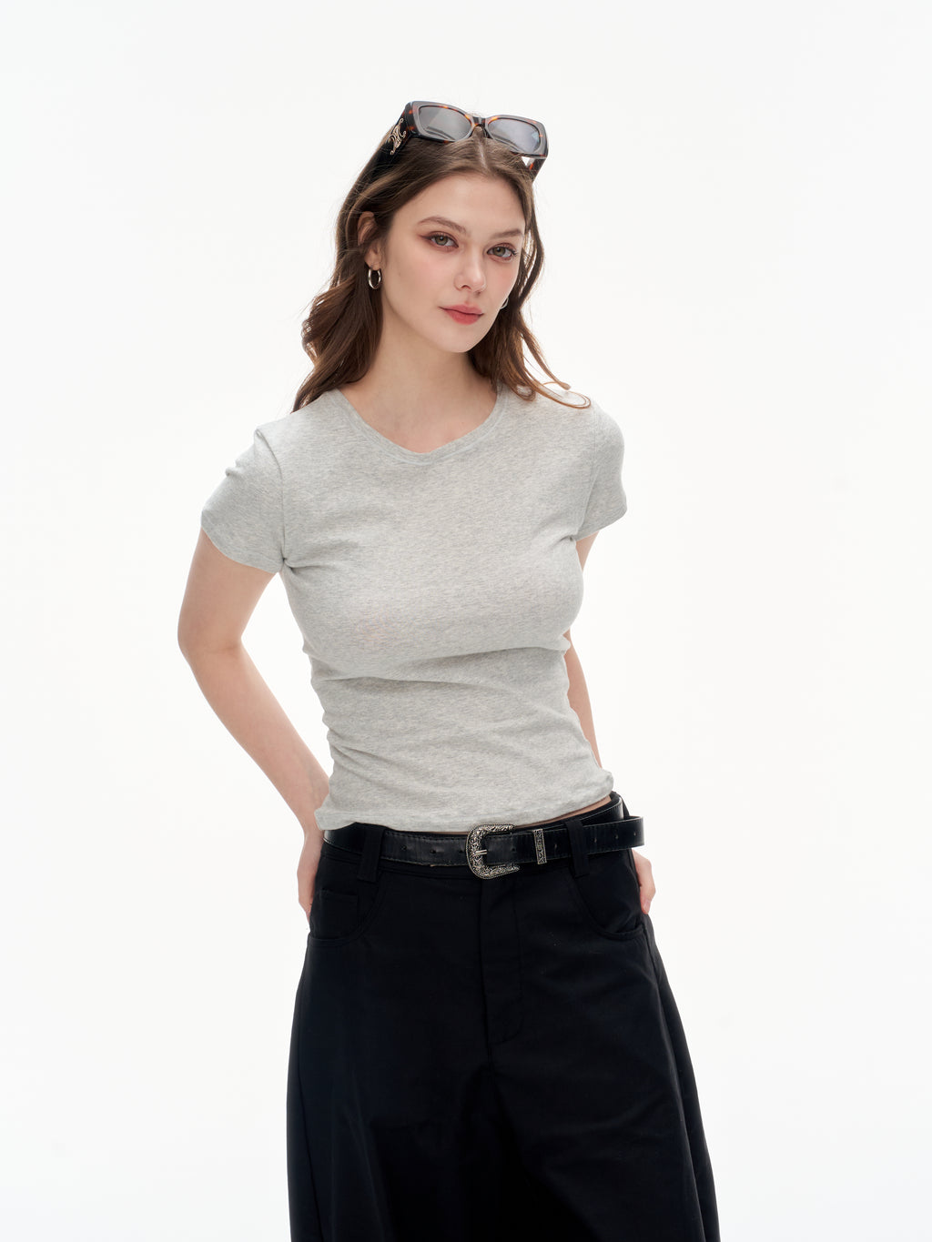 LITCHIC The Basic Slim Fit Short Sleeve T-shirt — Slimming Fit - Premium Athleisure & Activewear for the Modern Muse