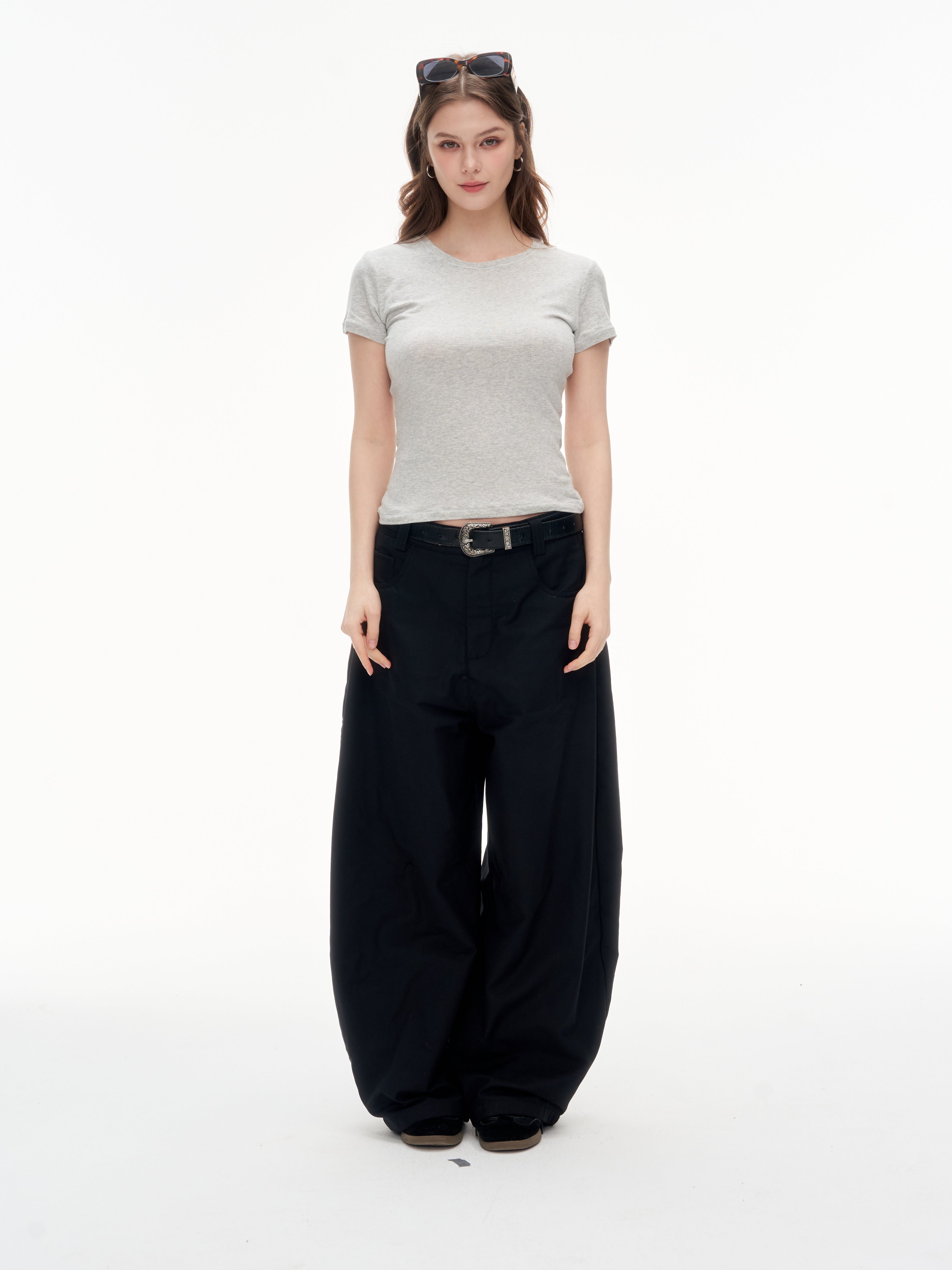 Women's Slim Fit Crew Neck Short Sleeve T-Shirt -  Soft Stretchy Basic Crop Top