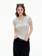 Women's Slim Fit Crew Neck Short Sleeve T-Shirt -  Soft Stretchy Basic Crop Top