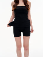 Women's Strapless Tube Top Bodycon Mini Dress - Anti Slip Built-in Shorts Stretchy Nylon Blend Dress