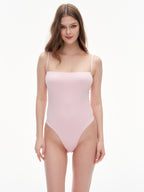 Women's Seamless Square Neck Bodysuit | Adjustable Spaghetti Straps Thong Bodysuit for Layering & Everyday Wear