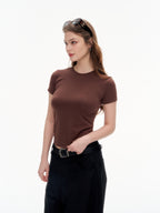 Women's Slim Fit Crew Neck Short Sleeve T-Shirt - Stretchy Casual Basic Top