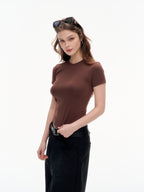 Women's Slim Fit Crew Neck Short Sleeve T-Shirt - Stretchy Casual Basic Top