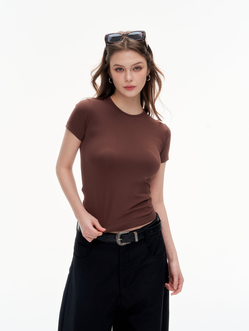 Women's Slim Fit Crew Neck Short Sleeve T-Shirt - Stretchy Casual Basic Top