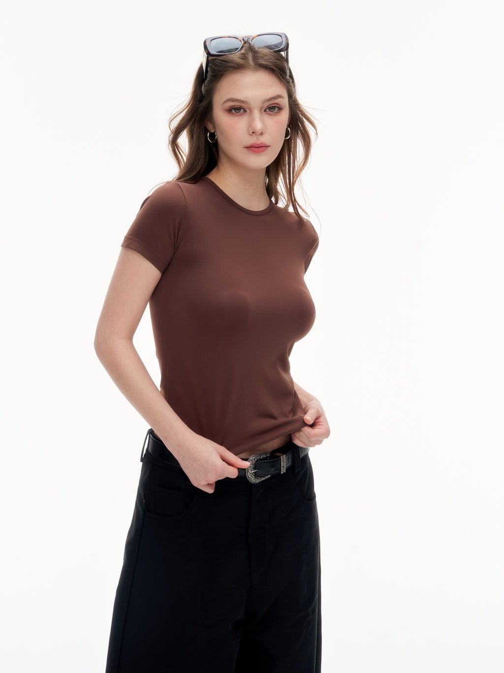 Women's Slim Fit Crew Neck Short Sleeve T-Shirt - Stretchy Casual Basic Top