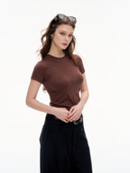 Women's Slim Fit Crew Neck Short Sleeve T-Shirt - Stretchy Casual Basic Top